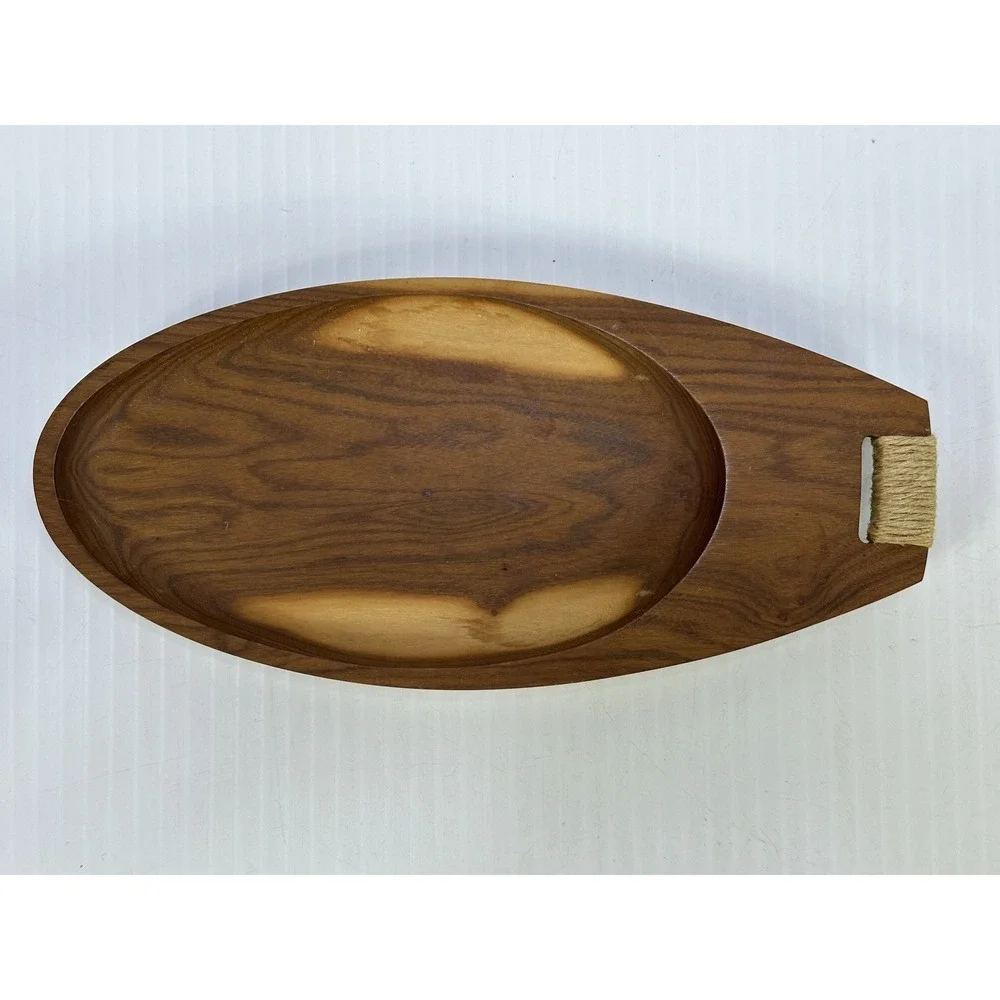 Vintage Teak Wood Snack Trays Set of 4 Atomic MCM‎ Original Label